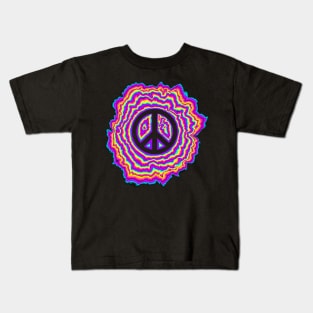 psychedelic transparent pink peace sign Kids T-Shirt